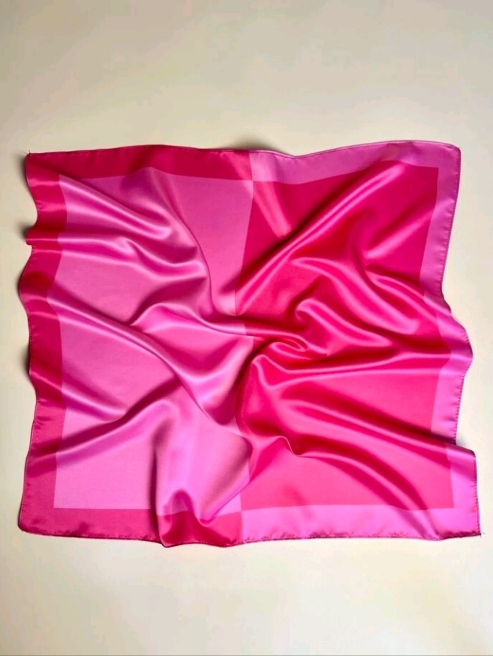 Pink Satin Scarf Two-Tone Color Block Hot Pink Summer Beach Festival